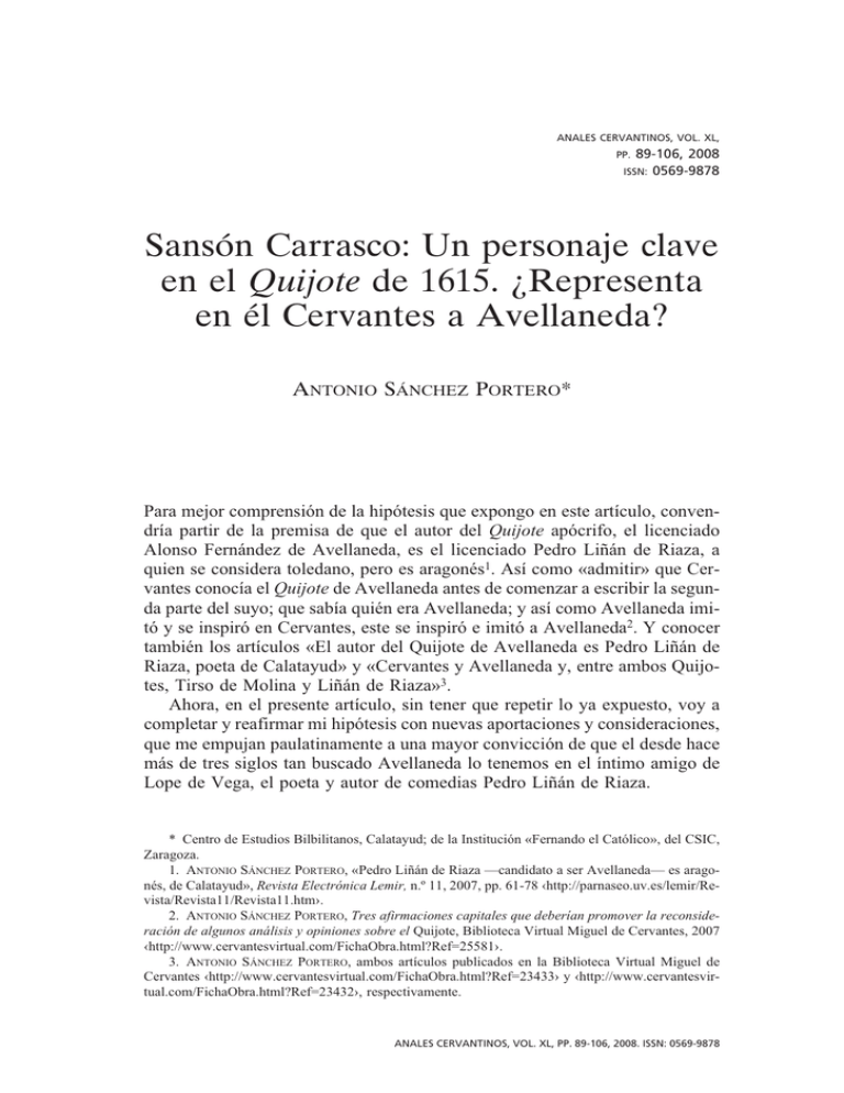 Sans n Carrasco Un Personaje Clave En El Quijote De 1615