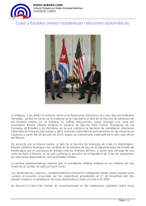 Cuba y Estados Unidos restablecen relaciones diplomáticas