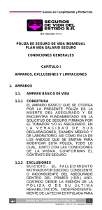 PÓLIZA DE SEGURO DE VIDA INDIVIDUAL PLAN VIDA SALARIO