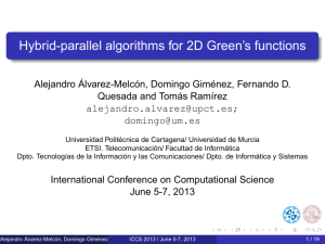 Hybrid-parallel algorithms for 2D Green`s functions