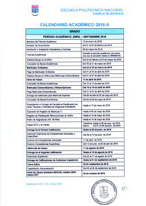Calendario Académico 2016-A - Escuela Politécnica Nacional