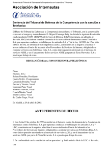 Sentencia del Tribunal de Defensa de la Competencia con la