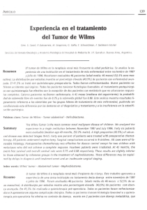 Experiencia en el tratamiento del Tumor de Wilms
