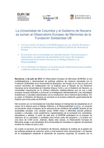 La Universidad de Columbia y el Gobierno de Navarra se suman al