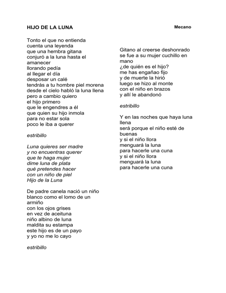 HIJO DE LA LUNA Tonto el
