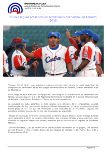 Cuba asegura presencia en semifinales del béisbol en Toronto 2015