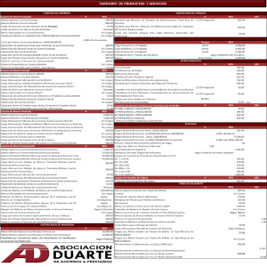 tarifario de productos yservicios - Asociación Duarte de Ahorros y