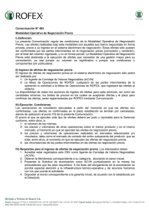 Comunicación N° 493 Modalidad Operativa de Negociación