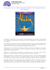 Estrenarán en La Habana musical Aladino, del estadounidense