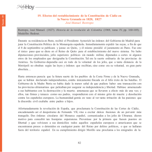 19. Efectos del restablecimiento de la Constitución de Cádiz en la