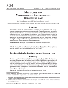 meningitis por erysipelothrix rhusiopathiae: reporte de caso