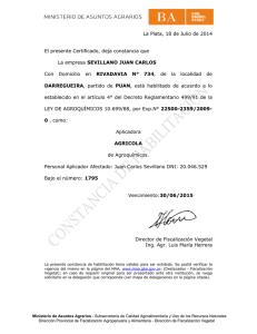 La Plata, 18 de Julio de 2014 El presente Certificado, deja