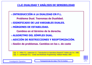 (2.d) DUALIDAD Y ANÁLISIS DE SENSIBILIDAD • INTRODUCCIÓN