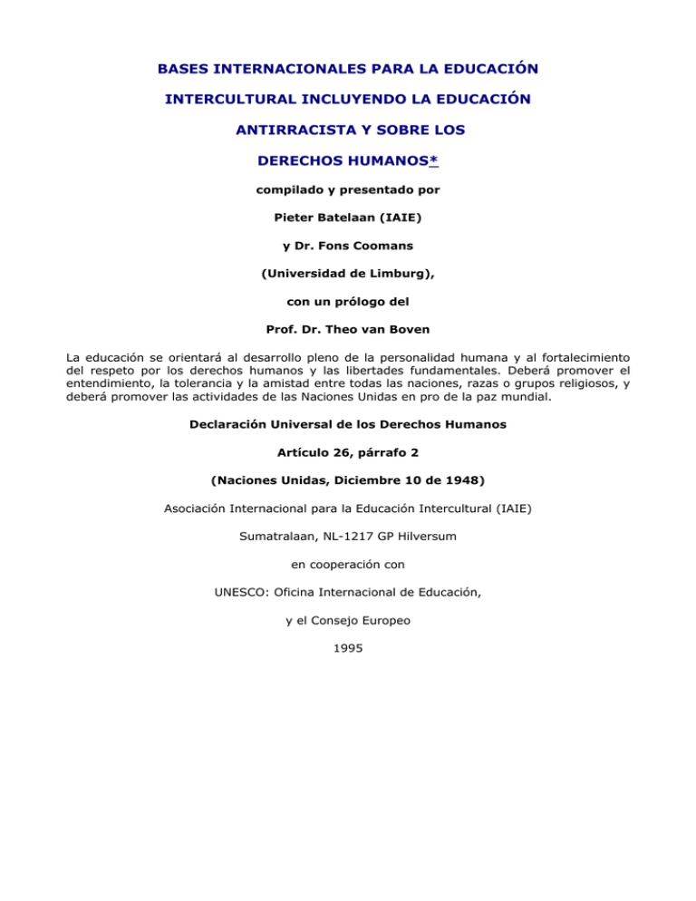 Bases Internacionales Educaci n Intercultural