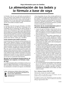 La alimentación de los bebés y la fórmula a base de soya (PDF