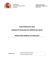 PLAN OPERATIVO 2016 UNIDAD DE IGUALDAD DE GÉNERO