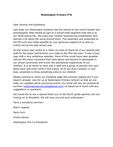 Washington Primary PTA Dear Parents and Guardians, Last week