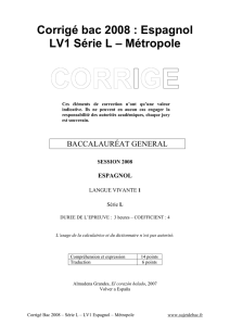 Corrigé officiel complet du bac L Espagnol LV1 2008