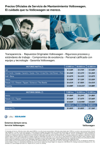 Precios Oficiales de Servicio de Mantenimiento Volkswagen. El