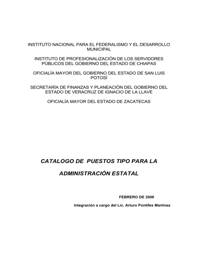 Catalogo De Puestos Tipo Para La Administración Estatal 