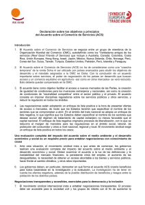 Declaración conjunta CES/CSI relativa al Acuerdo sobre Comercio