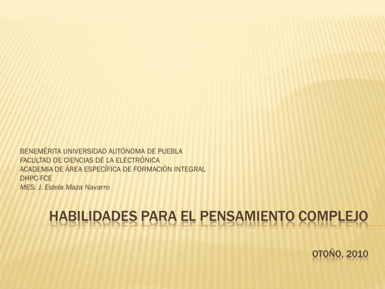 Habilidades Para El Pensamiento Complejo - DHPC-FCE-224