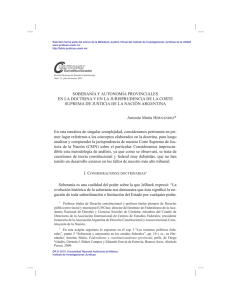 SOBERANÍA Y AUTONOMÍA PROVINCIALES EN LA DOCTRINA Y