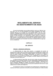 Reglamento del Servicio de abastecimiento de agua. Modificación