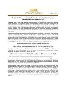 AndeanGold firma Acuerdo de Perforación de la Fase II del