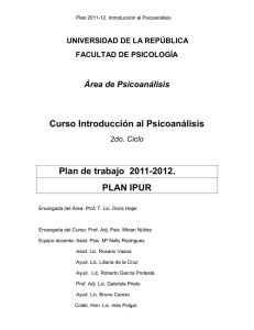 Curso Introducción al Psicoanálisis Plan de trabajo 2011