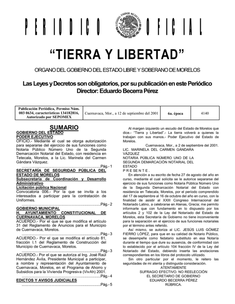 Click para ver Publicación Periódico Oficial