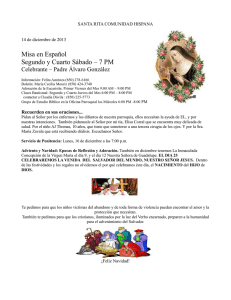 Misa en Español Segundo y Cuarto Sábado – 7 PM