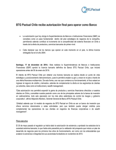 BTG Pactual Chile recibe autorización final para operar como Banco
