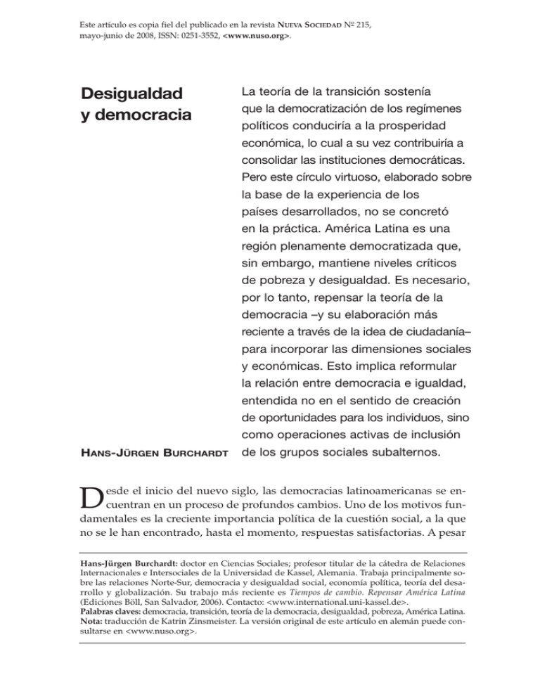 Desigualdad Y Democracia