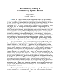 Remembering History in Contemporary Spanish Fiction