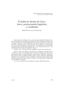 El habla de Alcolea de Cinca: breve caracterización lingüística y