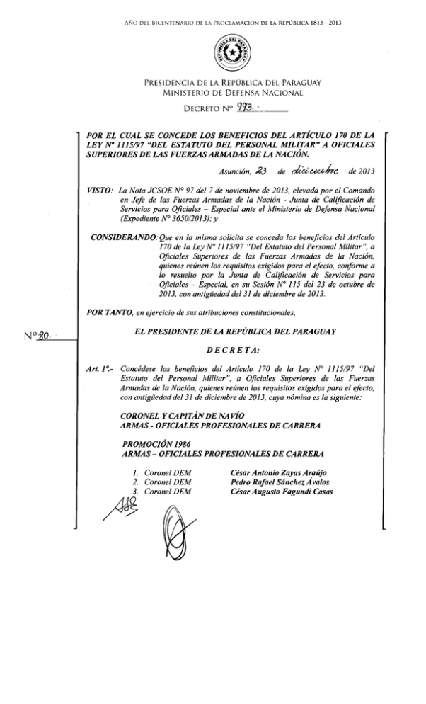 DECRETO No M - Presidencia De La República Del Paraguay