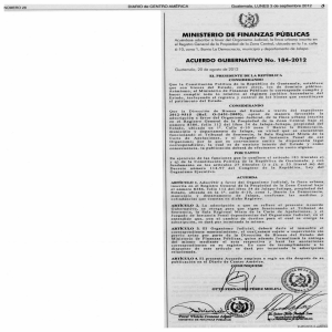 No.184-2012. Acuerdo Gubernativo. (MINFIN).