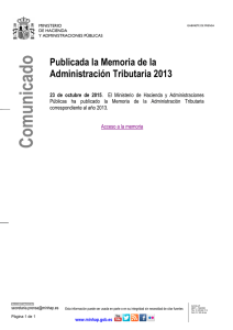 Publicada la Memoria de la Administración Tributaria 2013