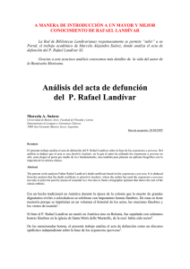 Análisis del acta de defunción del P. Rafael Landívar