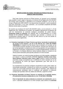 importaciones de paises terceros de productos de agricultura