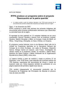 RTPA produce un programa sobre el proyecto `Reencuentro en la
