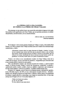 «LA PIEDRA QUE LLORA SANGRE» EN TORNO A LA POESIA DE