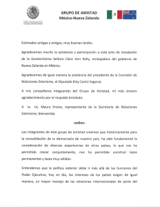 mensaje de la presidencia del grupo de amistad