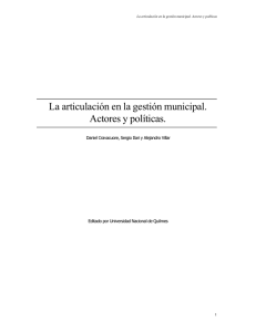 La articulación en la gestión municipal. Actores y políticas.