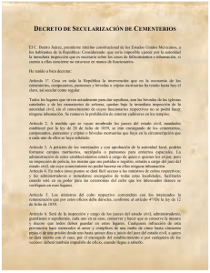 DECRETO DE SECULARIZACI&Oacute;N DE CEMENTERIOS