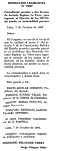 RESOLUCIÓN LEGISLATIVA N? 15647 Concediendo