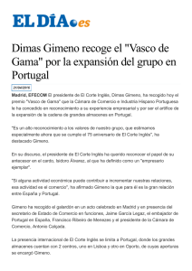 Dimas Gimeno recoge el "Vasco de Gama" por la expansión del
