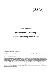 2013 Spanish Intermediate 2 – Reading Finalised Marking