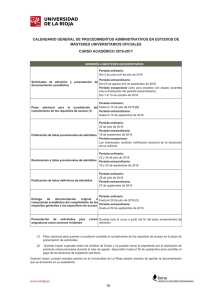 Calendario de procedimientos administrativos (Curso 2016-17)